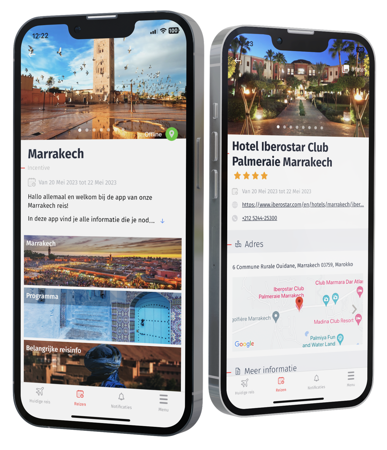 Appit reisapp op smartphone